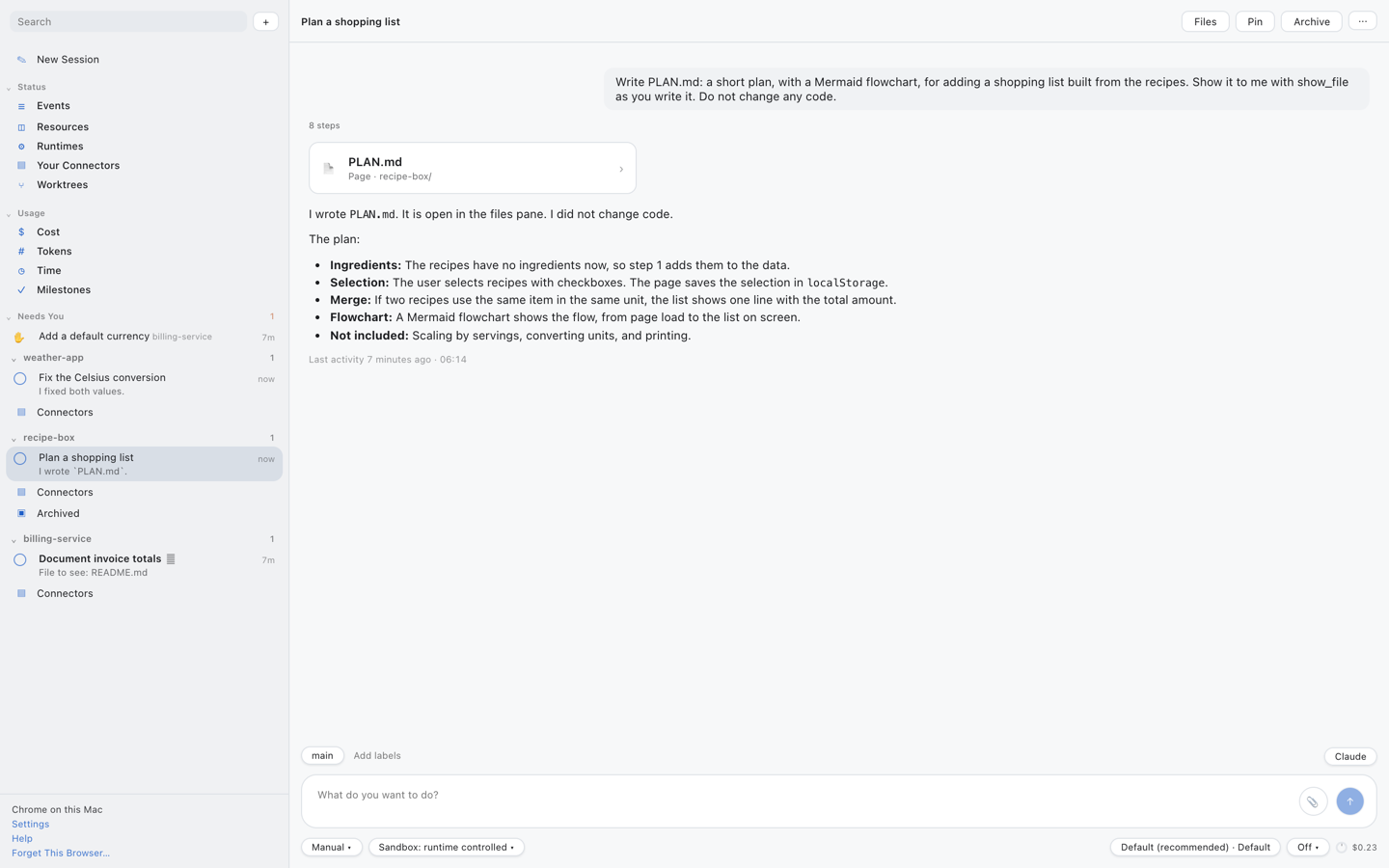 Agents as a web page in a browser